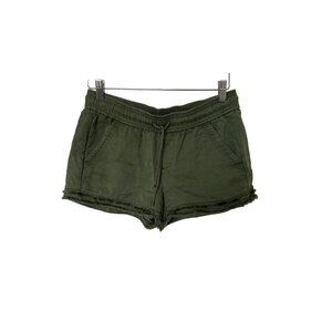 Loft Army Green Lyocell Frayed Hem Shorts